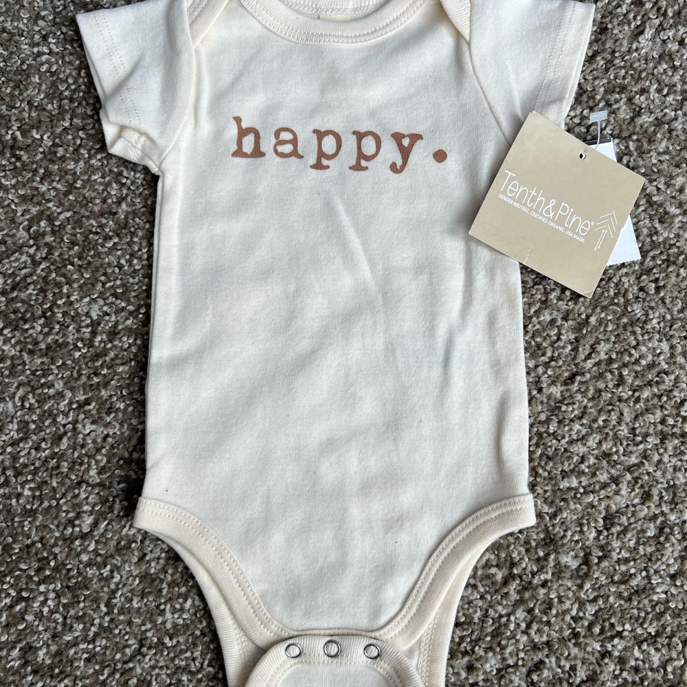 Cream 'Happy' Baby Bodysuit